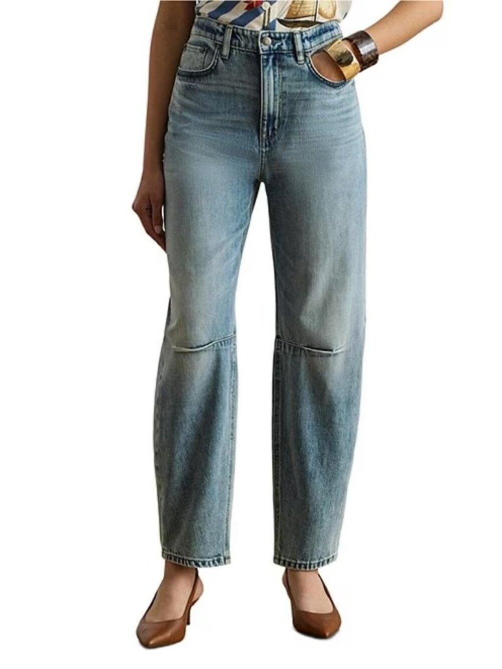 NWT Lauren Ralph Lauren High-Rise Cropped Barrel Jeans Size 6 Waist 28